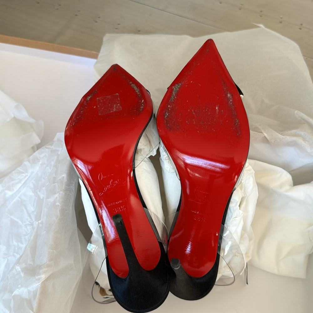 Christian Louboutin naked bow black satin crystal 100mm stiletto sz 38.5 - Picture 11 of 14